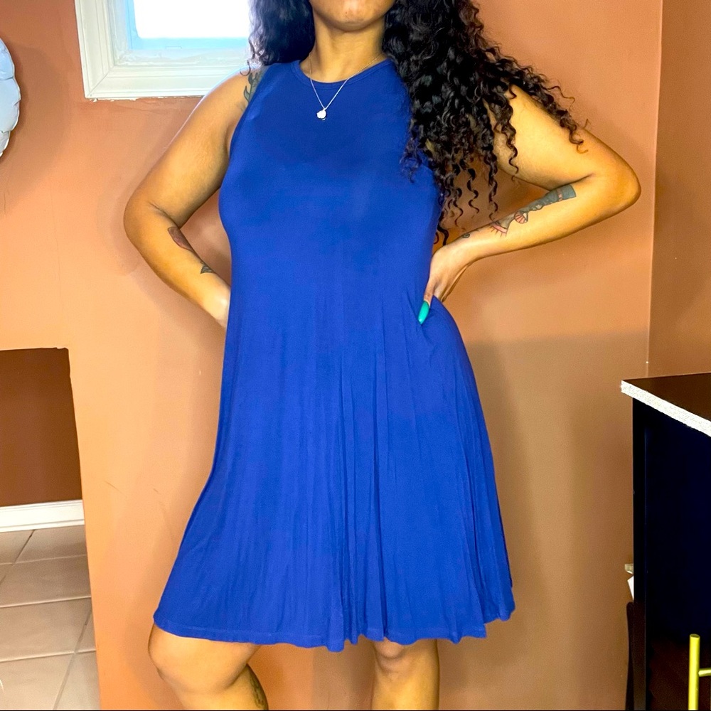 Blue sleeveless dress